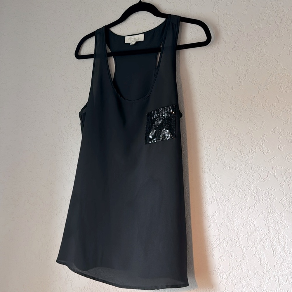 Olive & Oak Black Racerback Blouse | Size L | Sleeveless